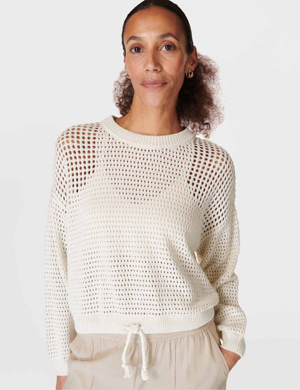 Sweaty Betty Tides High Open Weave Jumper - Lily Whiteimage3- The Sports Edit