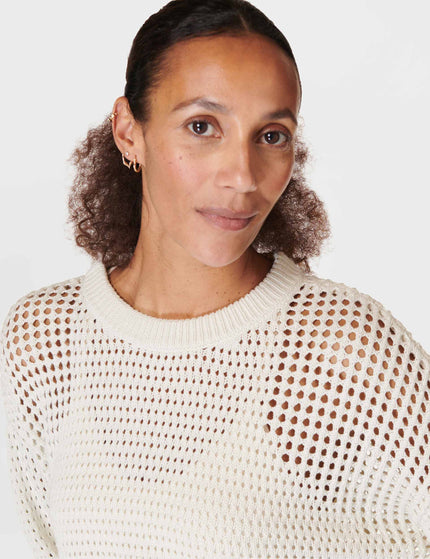 Sweaty Betty Tides High Open Weave Jumper - Lily Whiteimage4- The Sports Edit