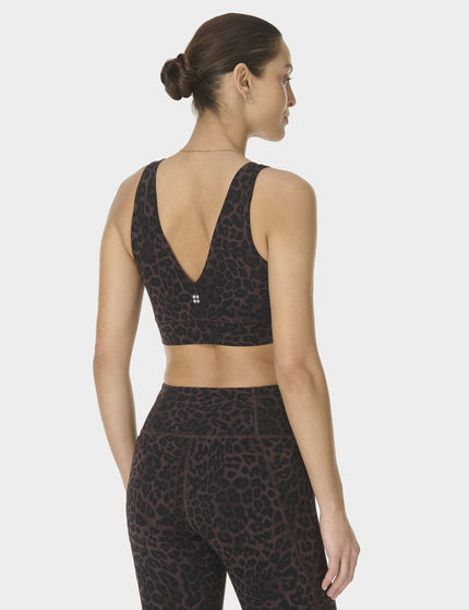 Sweaty Betty Ultimate Studio Voop Bra - Brown Leopard Skin Printimages2- The Sports Edit
