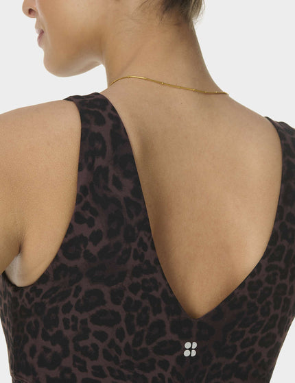 Sweaty Betty Ultimate Studio Voop Bra - Brown Leopard Skin Printimages3- The Sports Edit