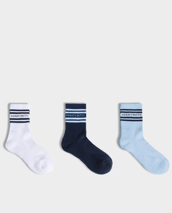 Varsity Slogan Socks 3 Pack - Navy Blue