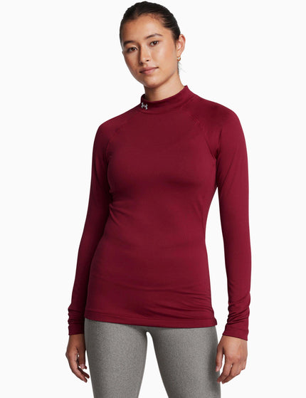 Under Armour ColdGear Authentics Mock Neck - Cardinal/Whiteimage1- The Sports Edit