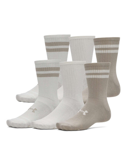 Under Armour Essential 6-Pack Crew Socks - Timberwolf Taupe/Stoneimages1- The Sports Edit