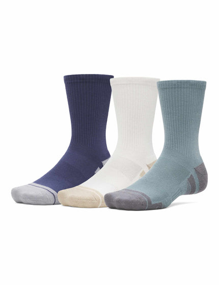 Under Armour Performance Tech 3-Pack Crew Socks - Jasper Blue/Summit White/Castlerockimage1- The Sports Edit