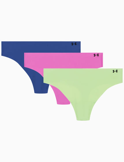 Under Armour Pure Stretch 3-Pack No Show Thong - Retro Green/Vivid Magentaimage1- The Sports Edit