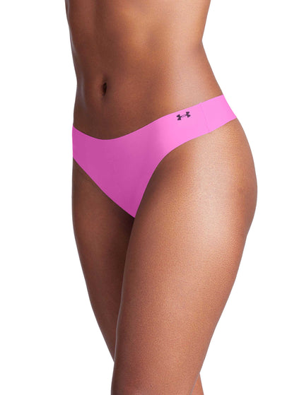 Under Armour Pure Stretch 3-Pack No Show Thong - Retro Green/Vivid Magentaimage3- The Sports Edit