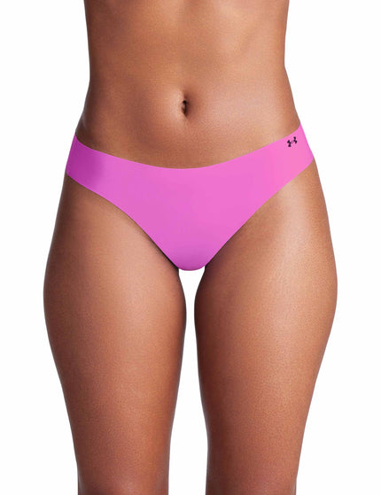 Under Armour Pure Stretch 3-Pack No Show Thong - Retro Green/Vivid Magentaimage2- The Sports Edit