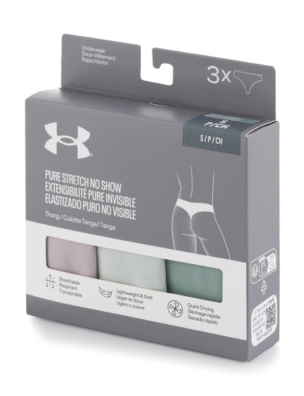 Under Armour Pure Stretch 3-Pack No Show Thong - Grey Dawn/Hydro Green/Silica Greenimage4- The Sports Edit