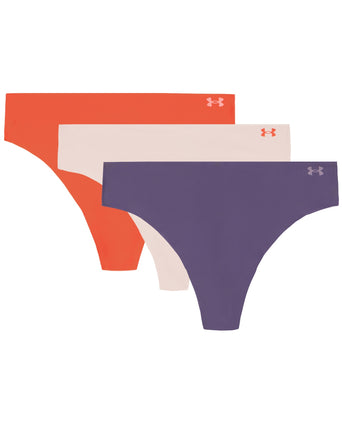 Pure Stretch 3-Pack No Show Thong - Purple Luxe/Pink Dusk/Venom Red