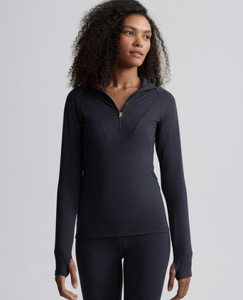 Always Warm Half-Zip Base Layer Top - Black Marl
