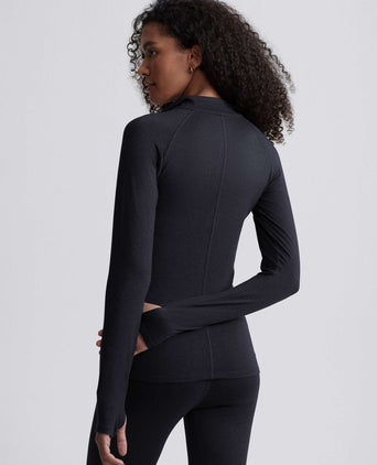 Always Warm Half-Zip Base Layer Top - Black Marl
