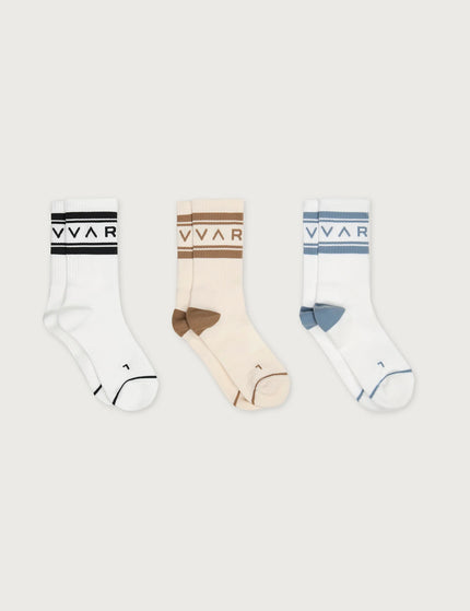Varley Astley Active Sock 3 Pack - White/Birch/Whiteimages1- The Sports Edit