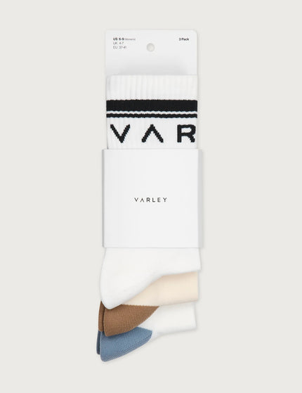 Varley Astley Active Sock 3 Pack - White/Birch/Whiteimages2- The Sports Edit