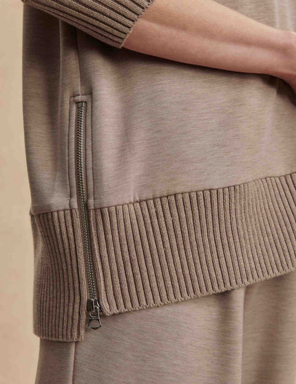 Varley Barker High Neck Sweat - Taupe Marlimages4- The Sports Edit