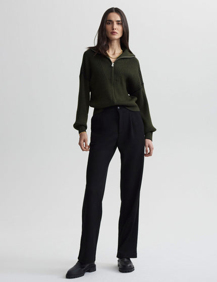 Varley Carmen Zip-Through Rib Knit - Dark Oliveimage3- The Sports Edit