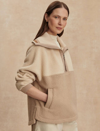 Carmine Relaxed Half-Zip Fleece - Cool Sand/Light Taupe