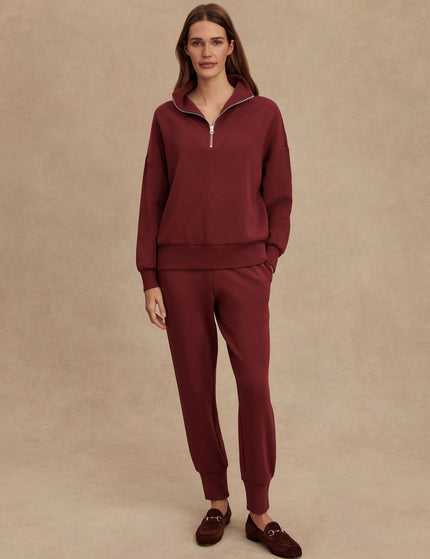 Varley Hawley Half Zip Sweat - New Maroonimage7- The Sports Edit