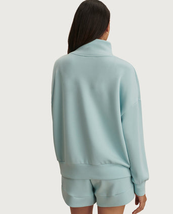 Hawley Half Zip Sweat - Porcelain Blue