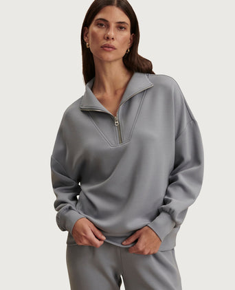 Hawley Half Zip Sweat - Wind Blue