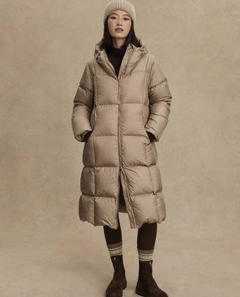 Katya Long Down Puffer - Portabella Metallic