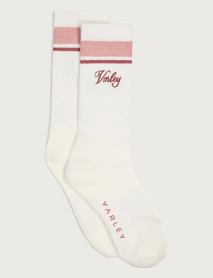 Varley Lamar Club Stripe Sock - Egret/Pale Mauve/Dusty Roseimages1- The Sports Edit