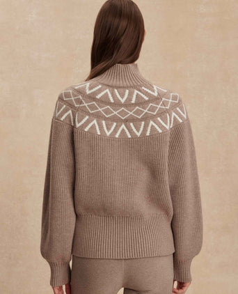 Marcie Fair Isle Yoke Knit - Light Taupe Marl