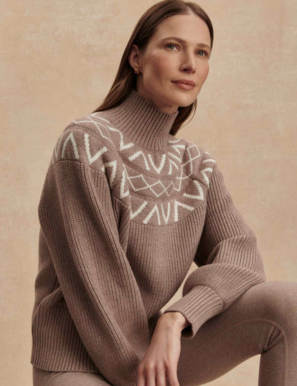 Varley Marcie Fair Isle Yoke Knit - Light Taupe Marlimages5- The Sports Edit