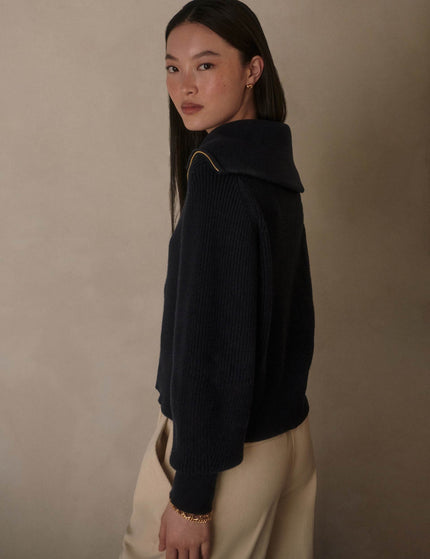 Varley Maura Half-Zip Rib Knit - Navyimages4- The Sports Edit