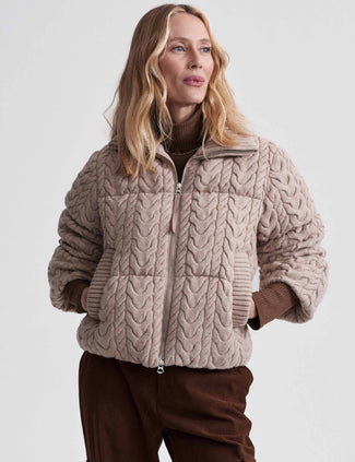 Reggie Cable Knit Puffer - Light Taupe