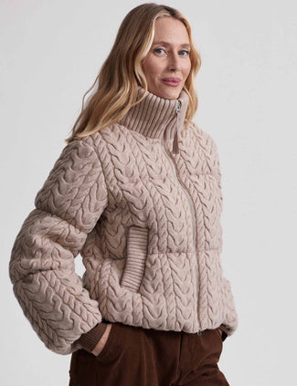 Reggie Cable Knit Puffer - Light Taupe