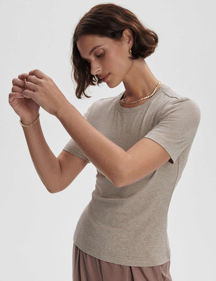 Varley Regina Fitted Tee - Taupe Marlimage3- The Sports Edit