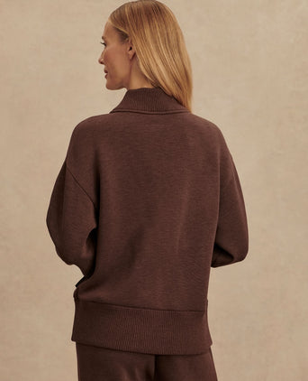 Sally Half Zip Sweat - Coffee Bean Marl