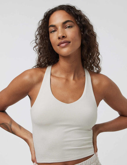 Vuori Halo Performance Crop 2.0 - Ecru Heatherimages4- The Sports Edit