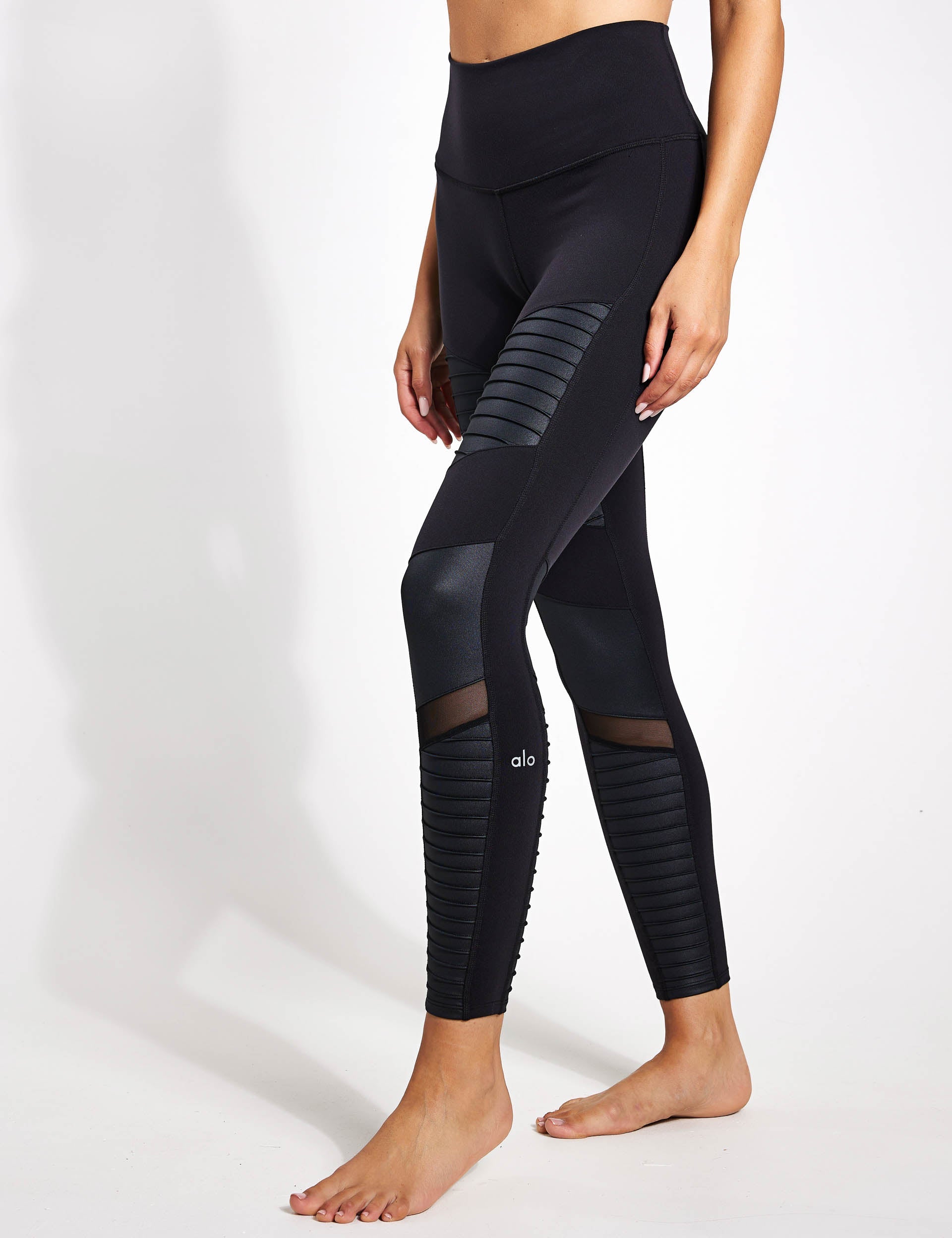 High-Waist Moto Legging in Cherry by Alo Yoga, joga moto