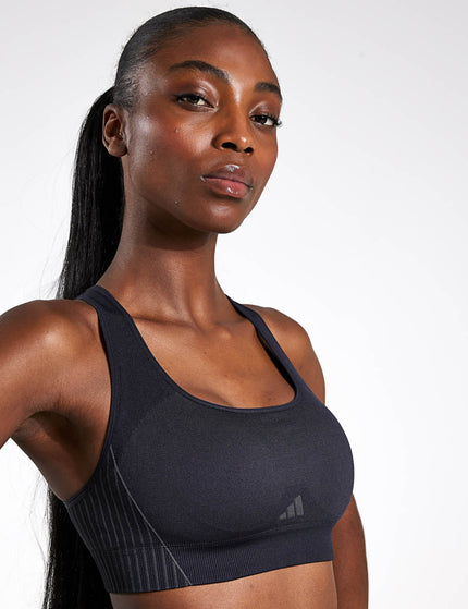 adidas Aeroknit Light-Support Bra - Black/Grey Siximage1- The Sports Edit