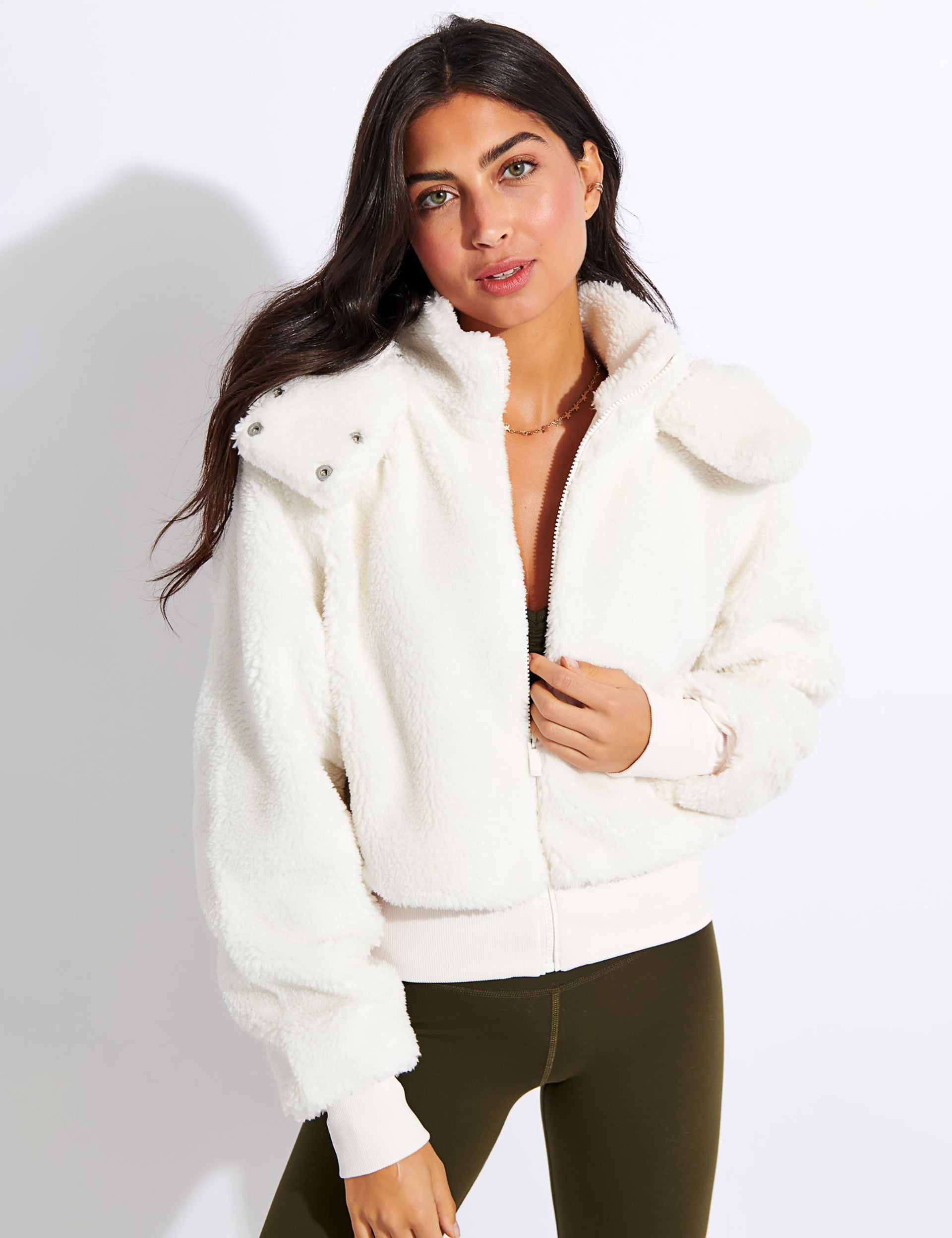 Alo Foxy Sherpa Jacket-Ivory - Sweaters