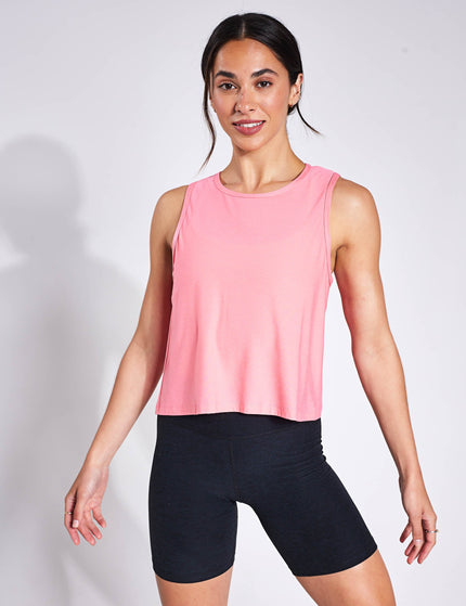 Beyond Yoga Featherweight New View Cropped Tank - Sun Kissed Coral Heatherimage1- The Sports Edit