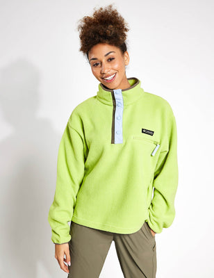 Helvetia Cropped Half Snap Fleece - Napa Green/Whisper/Stone Green