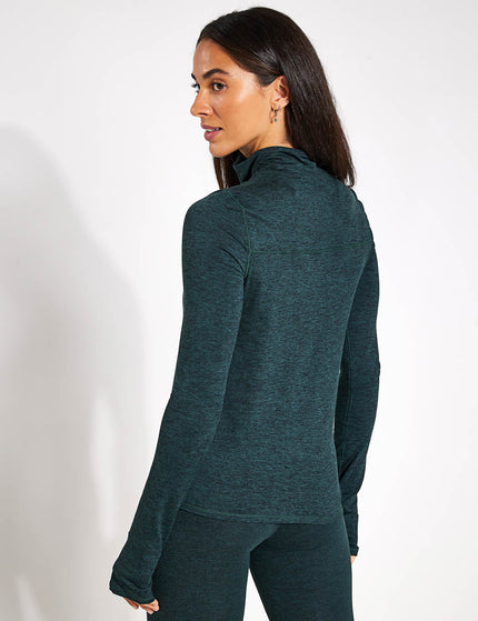 Girlfriend Collective ReSet Mock Neck Half Zip - Moss Heatherimage2- The Sports Edit