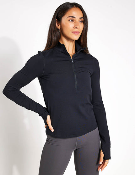 Girlfriend Collective ReSet Mock Neck Half Zip - Blackimage1- The Sports Edit