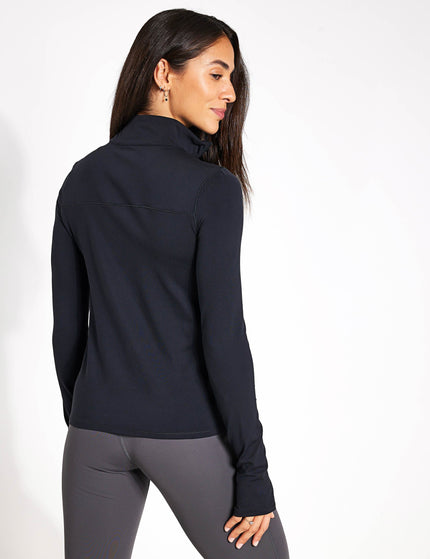 Girlfriend Collective ReSet Mock Neck Half Zip - Blackimage2- The Sports Edit