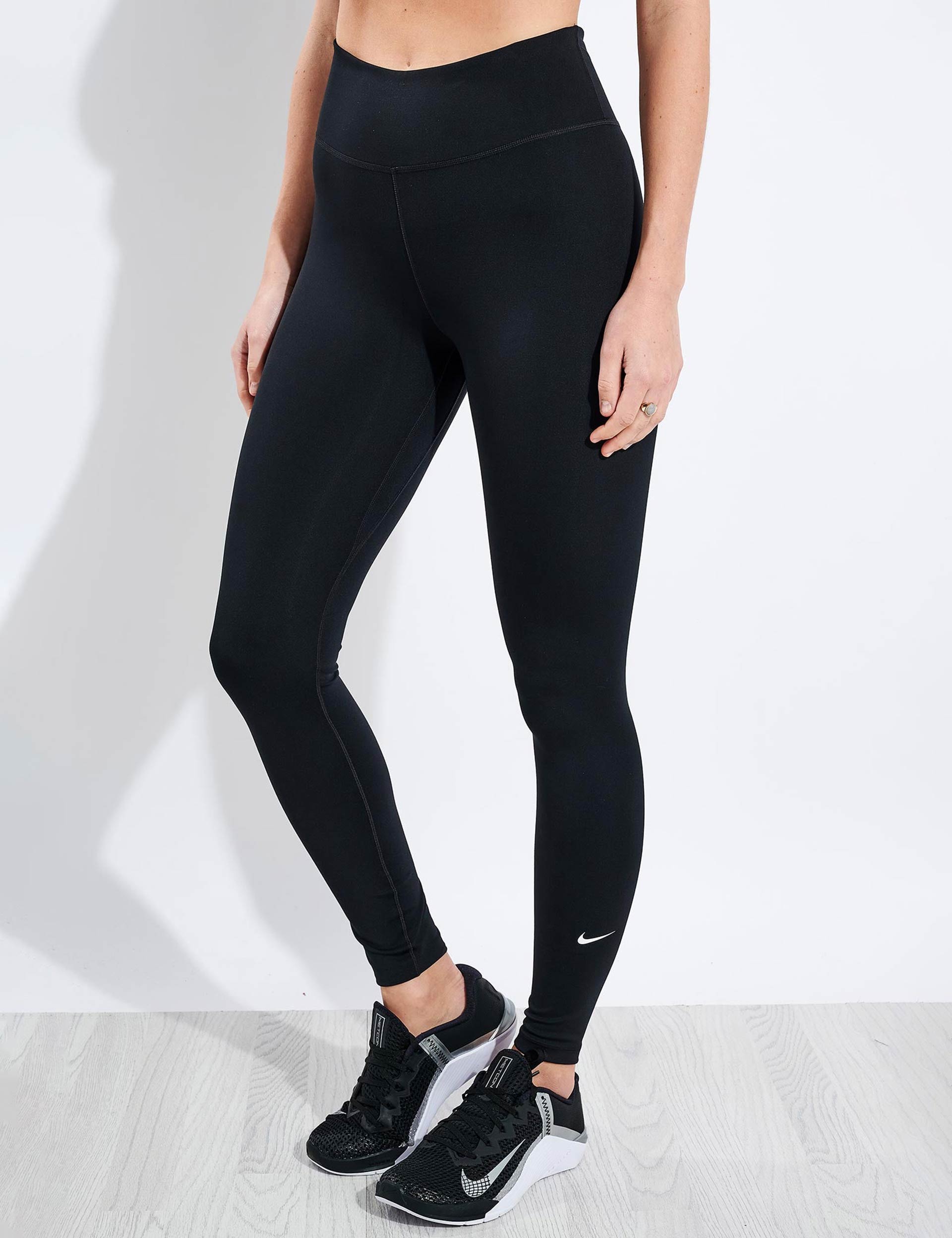 Nike Dri-FIT One Women's Mid-Rise Leggings Tights DD0252-010 Size L  Black/White