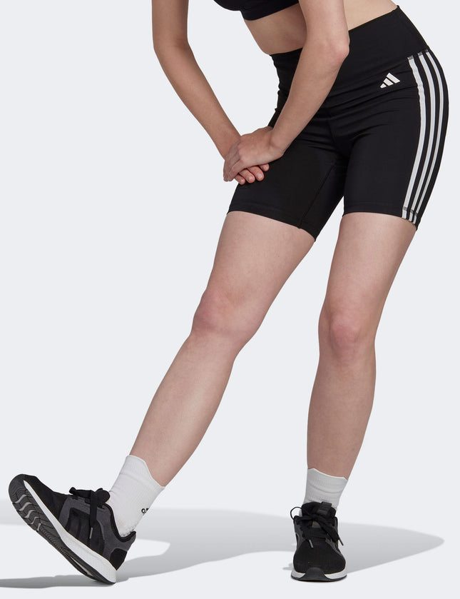 Training Essentials 3-Stripes High Waisted Short Leggings - Black
