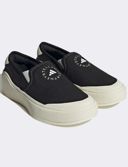 adidas X Stella McCartney Court Slip-On Shoes - Core Black/Off White/Cloud Whiteimage3- The Sports Edit