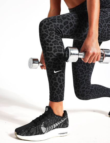 Nike Dri-FIT One High Waisted Printed Tights - Grey Leopardimage4- The Sports Edit