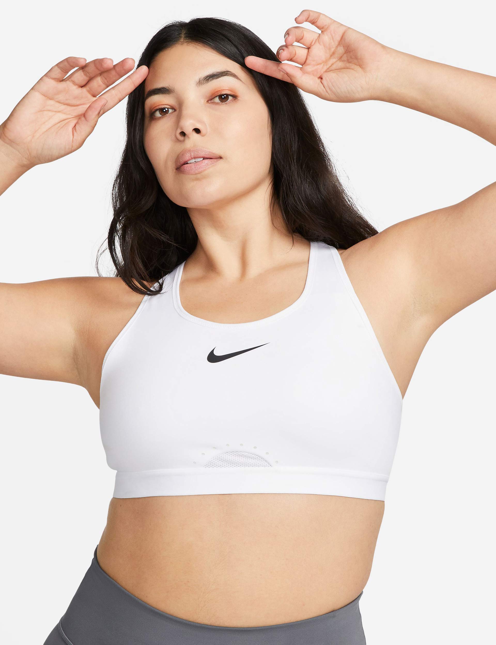 Nike, Swoosh High Support Bra - White/Black