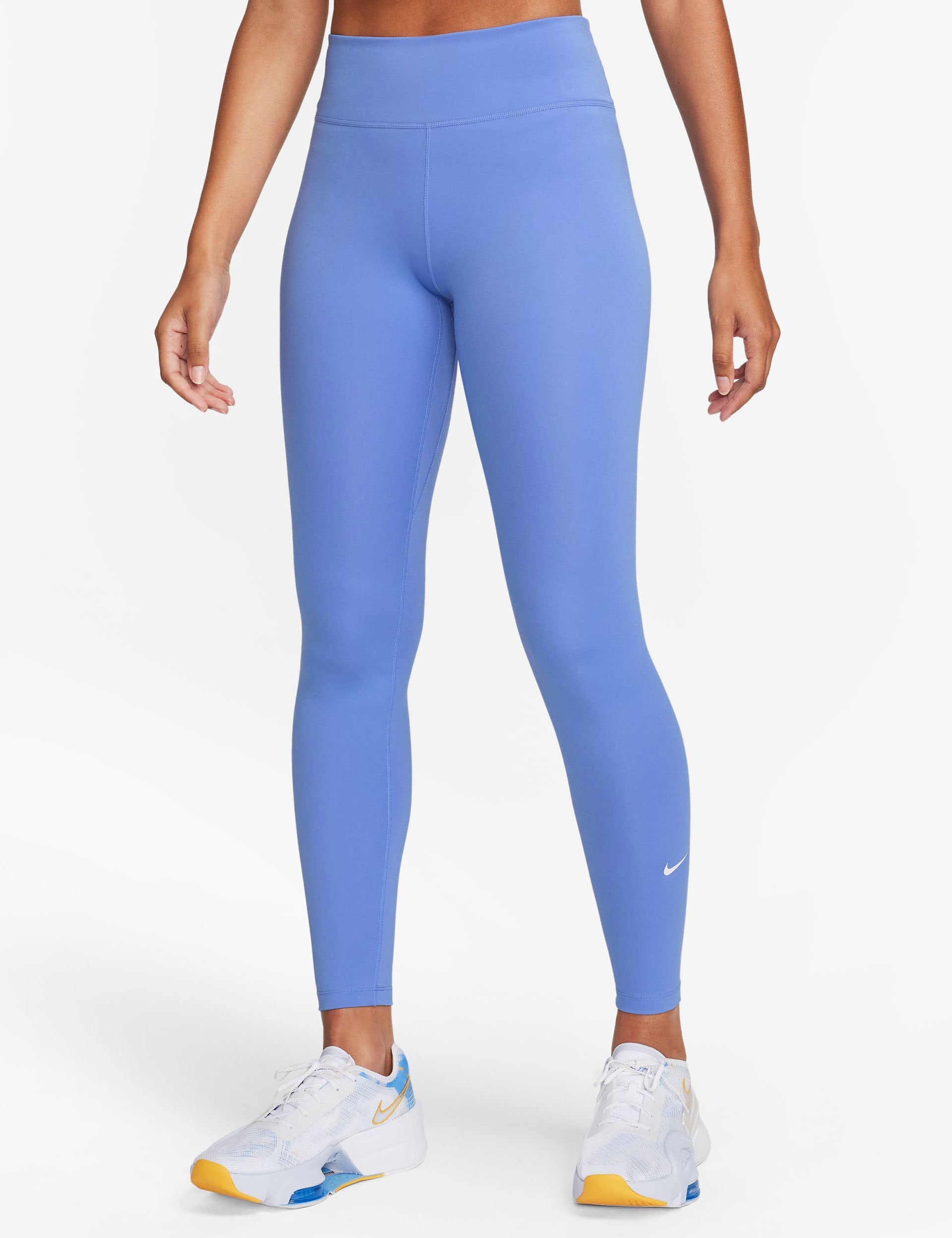 Nike One Mid-Rise Camo Leggings Dri-Fit Blue (DD4559-070) Women's