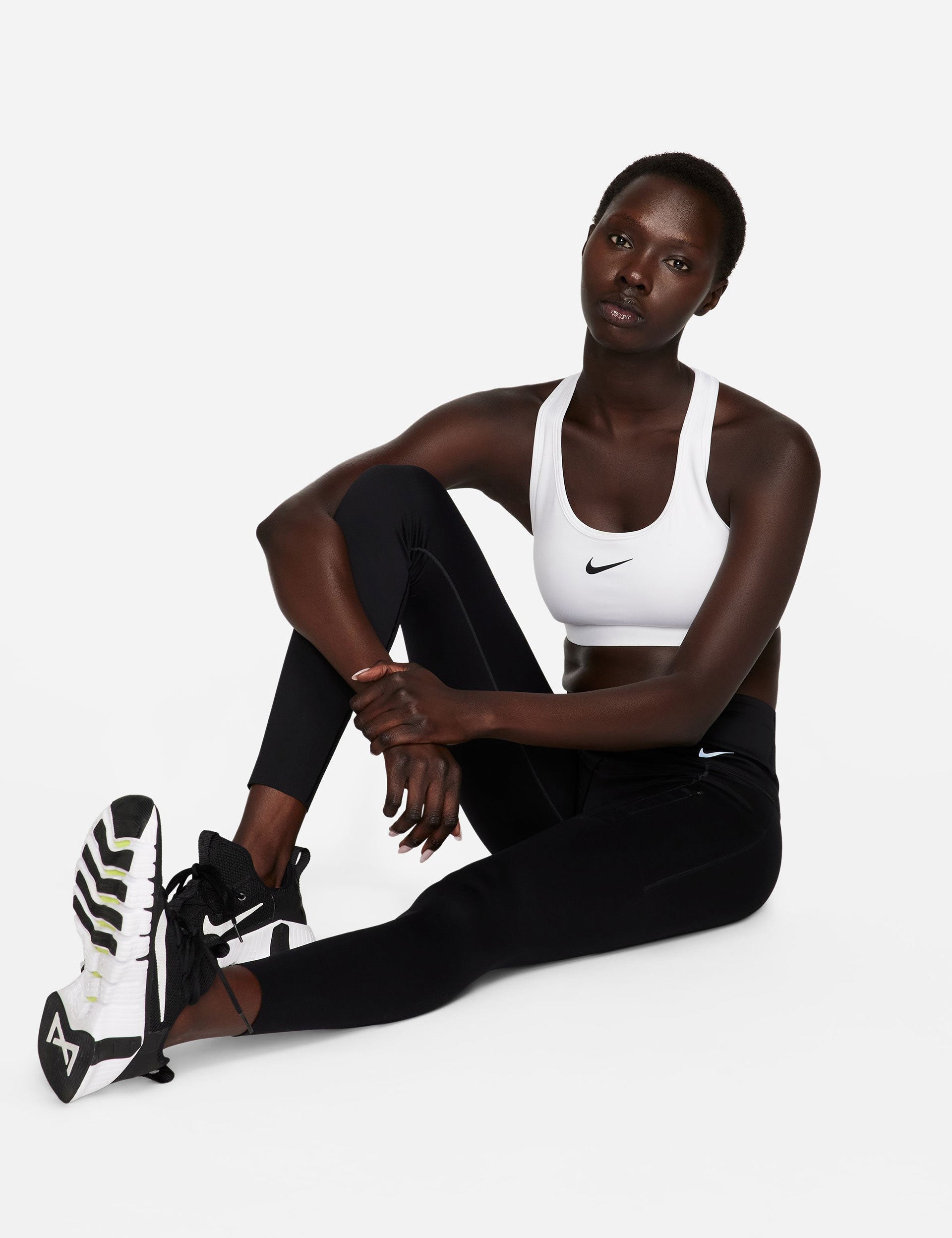 Nike, Swoosh Medium Support Bra - White/Mauve/Black