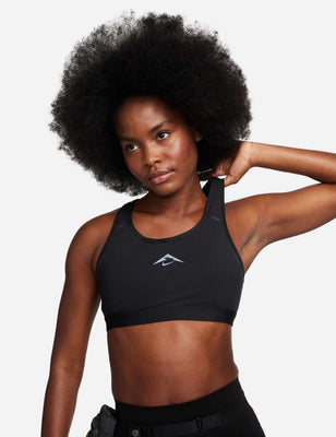 Trail Swoosh On-The-Run Sports Bra - Black/Dark Smoke Grey