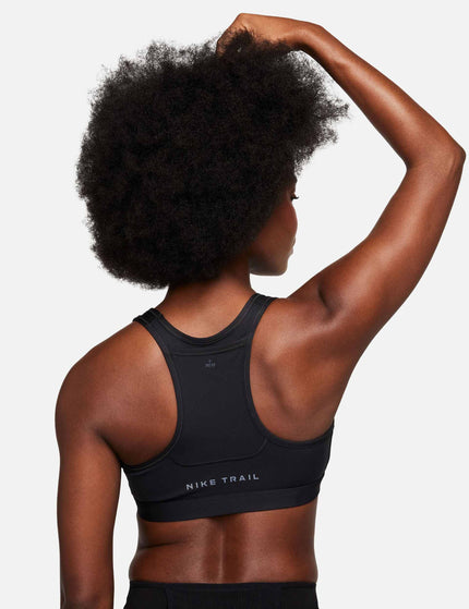 Nike Trail Swoosh On-The-Run Sports Bra - Black/Dark Smoke Greyimage2- The Sports Edit